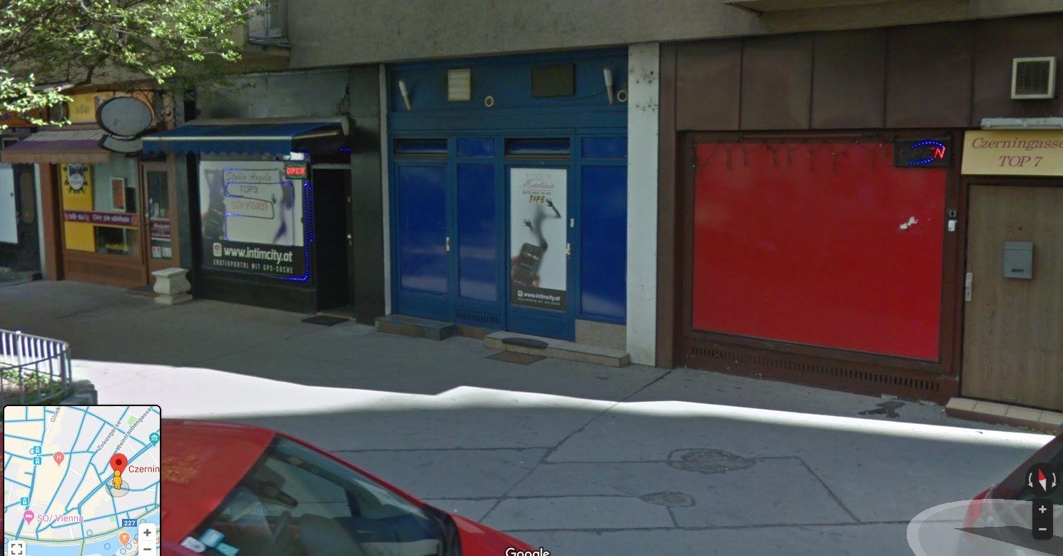 The entrance of one of the worst studios in Vienna, Studio Czerningasse 1 on Google Street View