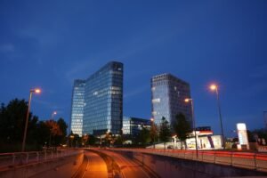 city buildings during night time