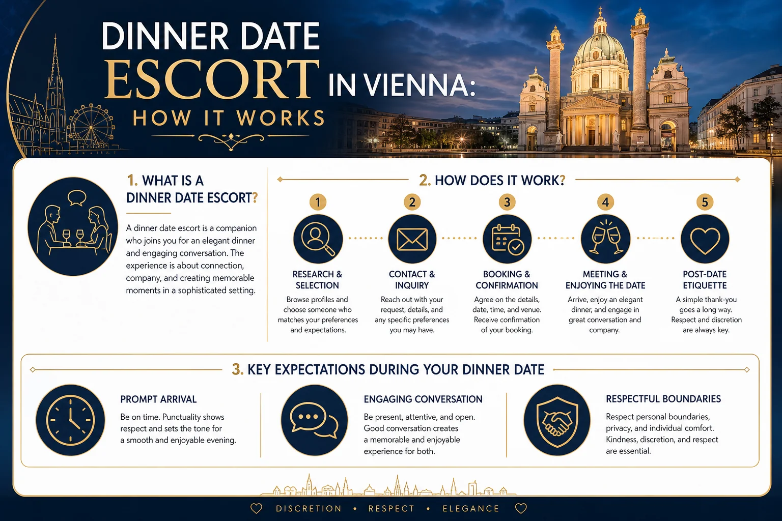 Dinner Date Escort in Vienna: How It Works & What to Expect infographic