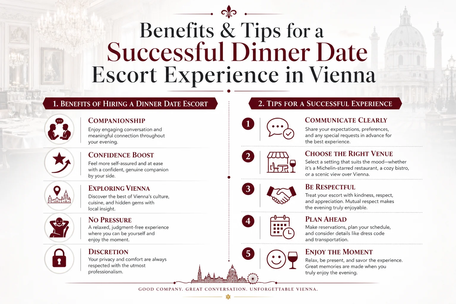 Dinner Date Escort in Vienna: How It Works & What to Expect infographic