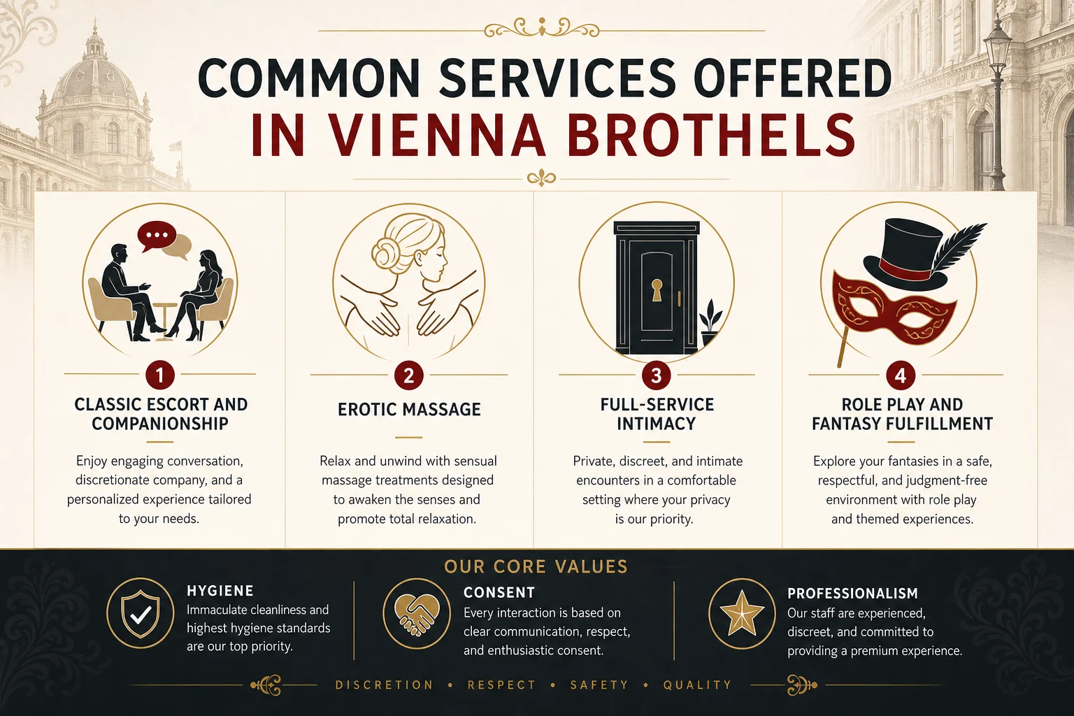 What Services Are Usually Available in Vienna Brothels? infographic
