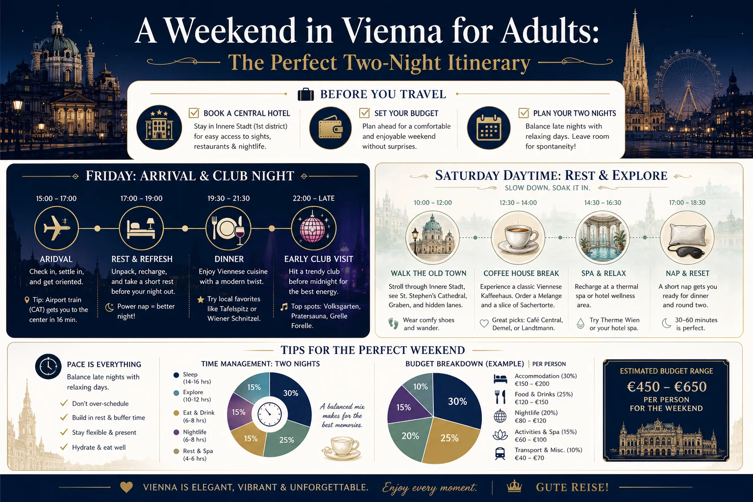 How a two-night adult weekend in Vienna splits into Friday, Saturday and the days between